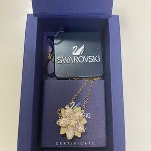 Swarovski Gold-Tone Necklace with Pink Crystal Flower Pendant